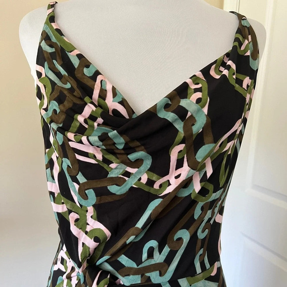 Diane von Furstenberg Matte Jersey Chain Print Dress Green Blue Pink XS New - Picture 5 of 7